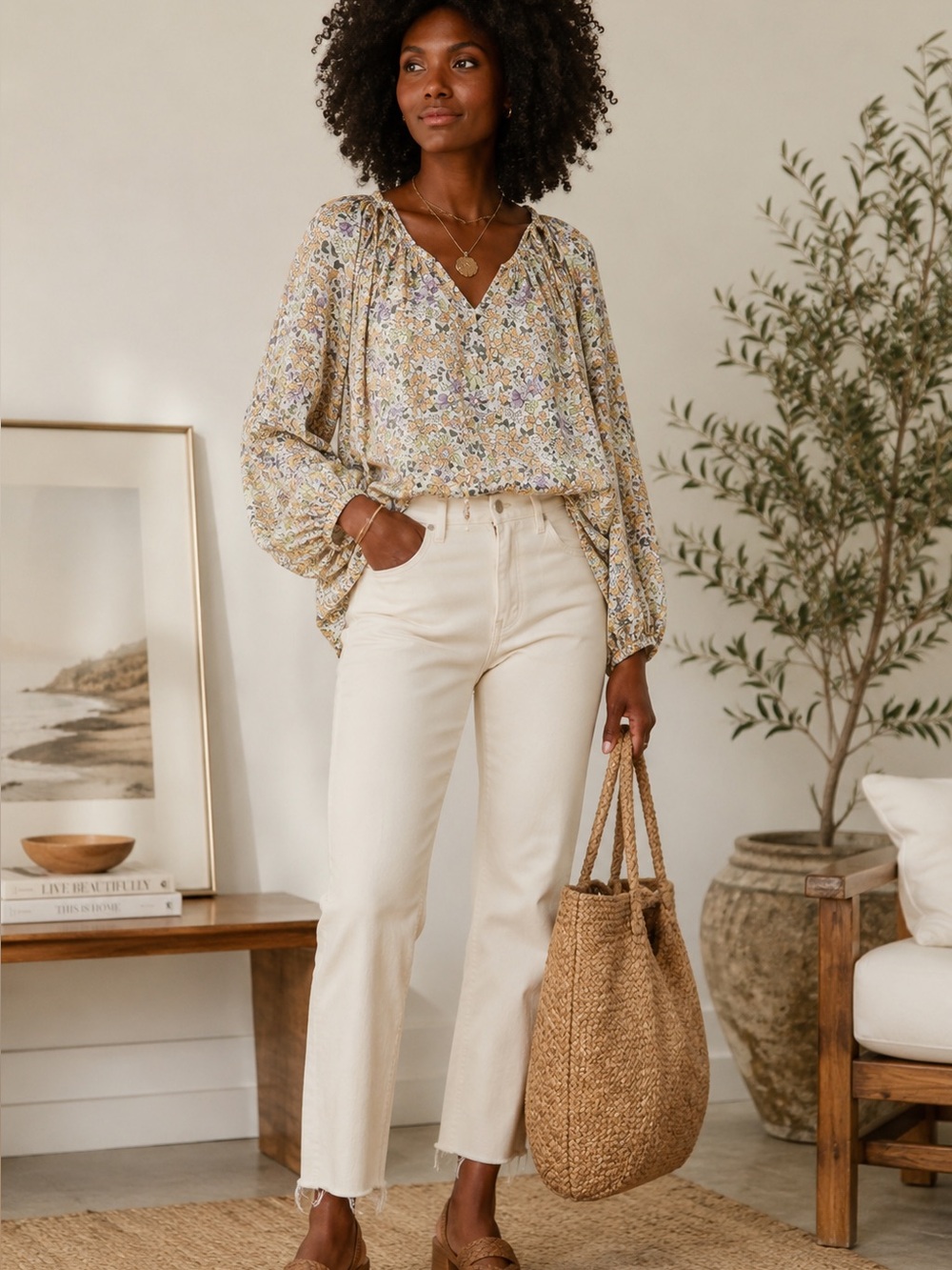 Hyacinth House Tuckernuck Flower Power Maisie Tie Blouse
